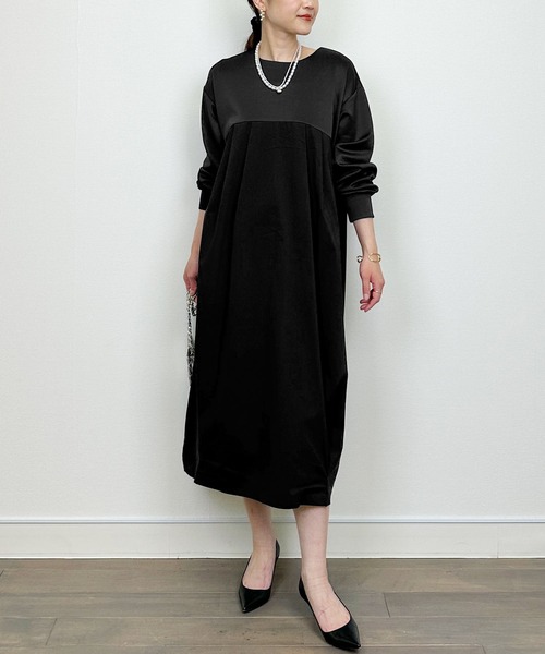 PICCIN（ピッチン）の「切り替えコクーンワンピース（ワンピース・レディース・チャコールグレー/ブラック・M）」の11枚目の写真