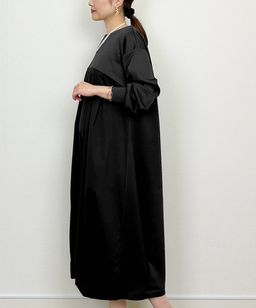 PICCIN（ピッチン）の「切り替えコクーンワンピース（ワンピース・レディース・チャコールグレー/ブラック・M）」の4枚目の写真