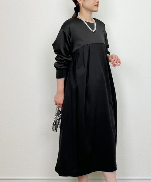 PICCIN（ピッチン）の「切り替えコクーンワンピース（ワンピース・レディース・チャコールグレー/ブラック・M）」の6枚目の写真