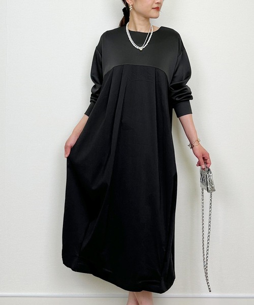 PICCIN（ピッチン）の「切り替えコクーンワンピース（ワンピース・レディース・チャコールグレー/ブラック・M）」の7枚目の写真