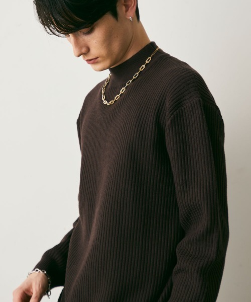 Shoowtime(ショウタイム)の「Cropped Rib Knit Sweater / クロップド丈リブニットセーター(ニット/セーター・メンズ・グレー/チャコールグレー/ライトグレー/ダークブラウン・LARGE/MEDIUM/X-LARGE)」の4枚目の写真