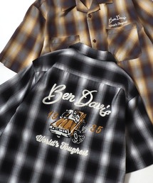 BEN DAVIS | BEN DAVIS/ベンデイビス DRIVE EMB PLAID OC SS SHIRT/オーバーサイズ チェック バックプリント刺繍 オープンカラー 半袖シャツ/レディース メンズ(シャツ/ブラウス)