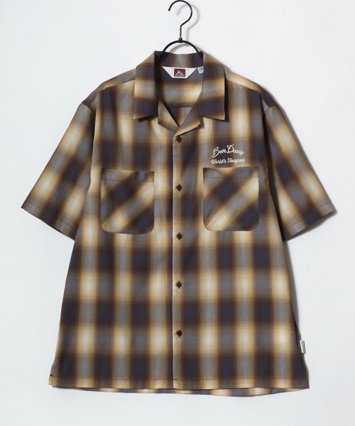 BEN DAVIS（ベンデイビス）の「BEN DAVIS/ベンデイビス DRIVE EMB PLAID OC SS SHIRT/オーバーサイズ チェック バックプリント刺繍 オープンカラー 半袖シャツ/レディース メンズ（シャツ/ブラウス・メンズ・ブラウン/ブラック/オレンジ・XL/L/M）」の12枚目の写真