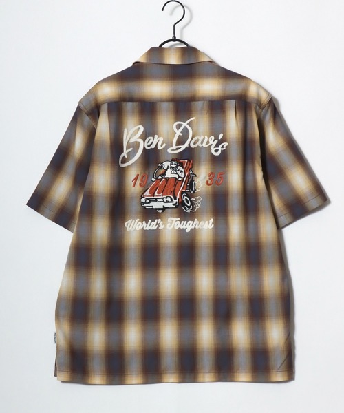 BEN DAVIS（ベンデイビス）の「BEN DAVIS/ベンデイビス DRIVE EMB PLAID OC SS SHIRT/オーバーサイズ チェック バックプリント刺繍 オープンカラー 半袖シャツ/レディース メンズ（シャツ/ブラウス・メンズ・ブラウン/ブラック/オレンジ・XL/L/M）」の13枚目の写真