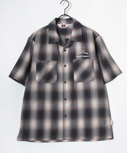 BEN DAVIS（ベンデイビス）の「BEN DAVIS/ベンデイビス DRIVE EMB PLAID OC SS SHIRT/オーバーサイズ チェック バックプリント刺繍 オープンカラー 半袖シャツ/レディース メンズ（シャツ/ブラウス・メンズ・ブラウン/ブラック/オレンジ・XL/L/M）」の14枚目の写真
