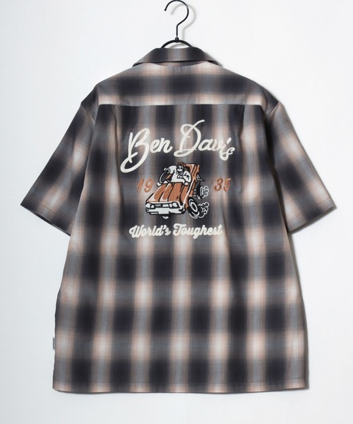 BEN DAVIS（ベンデイビス）の「BEN DAVIS/ベンデイビス DRIVE EMB PLAID OC SS SHIRT/オーバーサイズ チェック バックプリント刺繍 オープンカラー 半袖シャツ/レディース メンズ（シャツ/ブラウス・メンズ・ブラウン/ブラック/オレンジ・XL/L/M）」の15枚目の写真