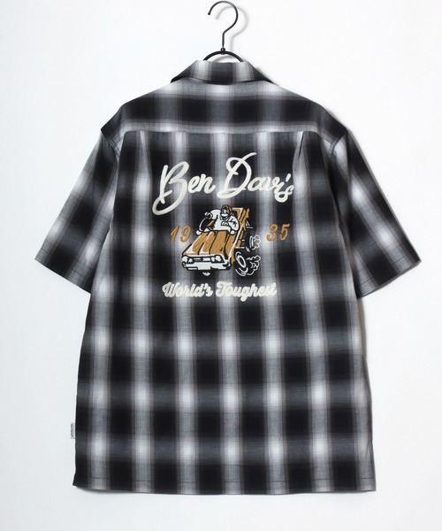 BEN DAVIS（ベンデイビス）の「BEN DAVIS/ベンデイビス DRIVE EMB PLAID OC SS SHIRT/オーバーサイズ チェック バックプリント刺繍 オープンカラー 半袖シャツ/レディース メンズ（シャツ/ブラウス・メンズ・ブラウン/ブラック/オレンジ・XL/L/M）」の11枚目の写真