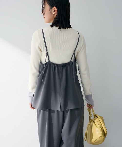 Green　Parks（グリーンパークス）の「レイヤー風 サロペット（サロペット/オーバーオール・レディース・ベージュ/ブラック/グレー・FREE）」の10枚目の写真