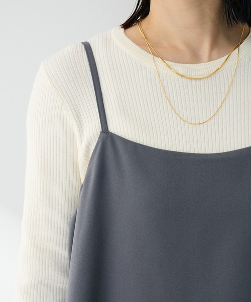 Green　Parks（グリーンパークス）の「レイヤー風 サロペット（サロペット/オーバーオール・レディース・ベージュ/ブラック/グレー・FREE）」の11枚目の写真