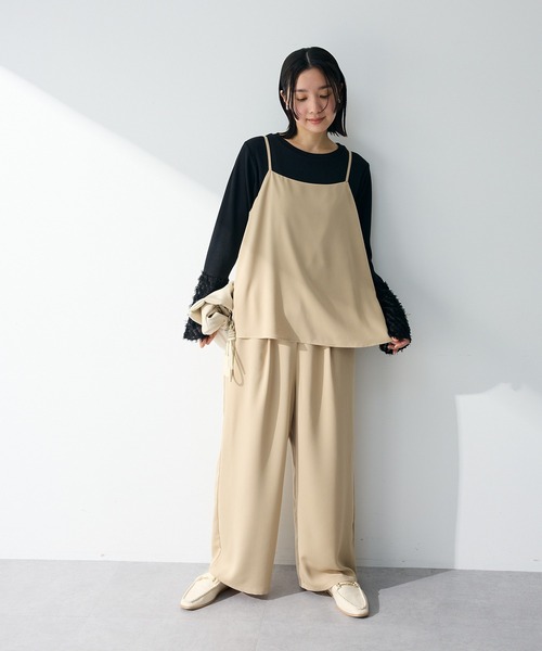 Green　Parks（グリーンパークス）の「レイヤー風 サロペット（サロペット/オーバーオール・レディース・ベージュ/ブラック/グレー・FREE）」の16枚目の写真