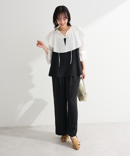 Green　Parks（グリーンパークス）の「レイヤー風 サロペット（サロペット/オーバーオール・レディース・ベージュ/ブラック/グレー・FREE）」の22枚目の写真