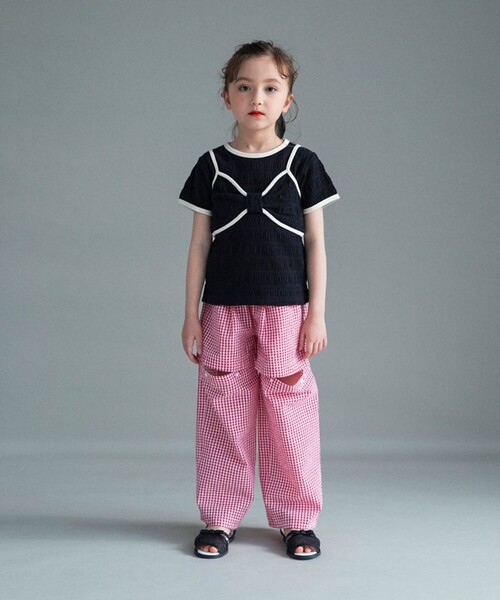 BRANSHES（ブランシェス）の「【WEB限定】2WAYギンガムチェックパンツ（その他パンツ・キッズ・ブラック/レッド・130/120/110/100/150/140）」の3枚目の写真