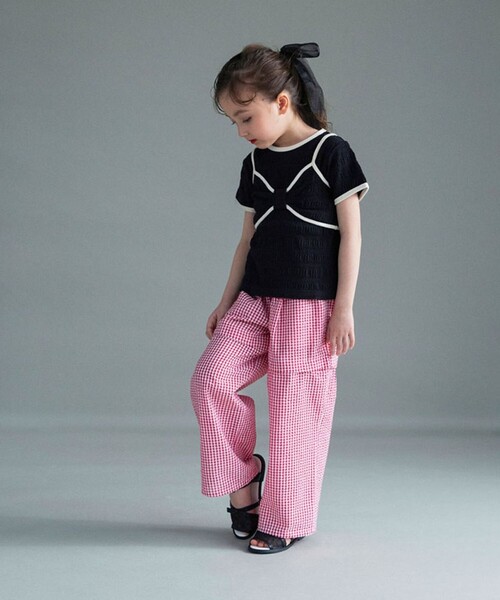 BRANSHES（ブランシェス）の「【WEB限定】2WAYギンガムチェックパンツ（その他パンツ・キッズ・ブラック/レッド・130/120/110/100/150/140）」の4枚目の写真