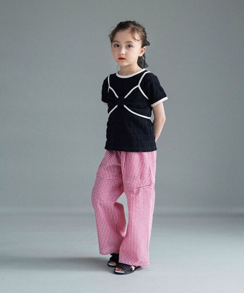 BRANSHES（ブランシェス）の「【WEB限定】2WAYギンガムチェックパンツ（その他パンツ・キッズ・ブラック/レッド・130/120/110/100/150/140）」の5枚目の写真
