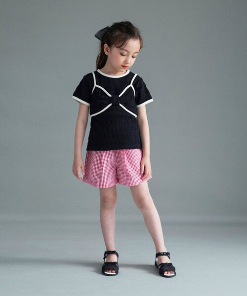 BRANSHES（ブランシェス）の「【WEB限定】2WAYギンガムチェックパンツ（その他パンツ・キッズ・ブラック/レッド・130/120/110/100/150/140）」の7枚目の写真