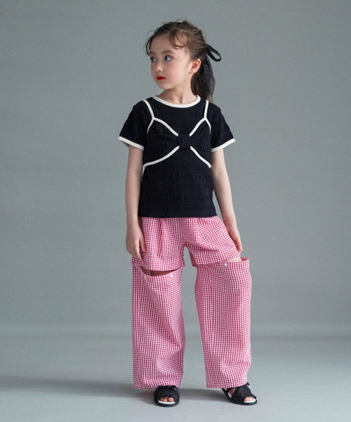 BRANSHES（ブランシェス）の「【WEB限定】2WAYギンガムチェックパンツ（その他パンツ・キッズ・ブラック/レッド・130/120/110/100/150/140）」の2枚目の写真