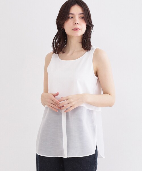 OPAQUE.CLIP（オペークドットクリップ）の「レイヤードドッキングタンクトップ【洗濯機OK】（タンクトップ・レディース・ホワイト系1/ホワイト・38/40/42）」の2枚目の写真