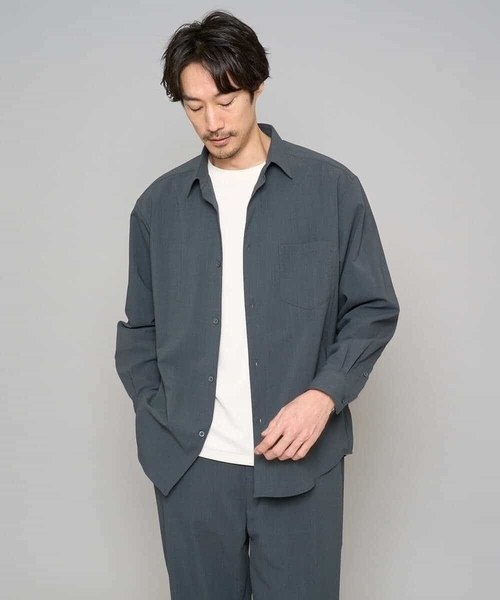 a.v.v（アーヴェヴェ）の「【イージーケア/洗濯機で洗える/速乾/毛玉になりにくい/ストレッチ】リライトワイドシルエットシャツ（シャツ/ブラウス・メンズ・ミント/チャコールグレー/ブルー/ネイビー・46/50/48）」の9枚目の写真