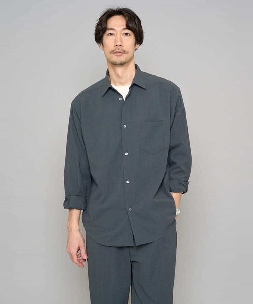 a.v.v（アーヴェヴェ）の「【イージーケア/洗濯機で洗える/速乾/毛玉になりにくい/ストレッチ】リライトワイドシルエットシャツ（シャツ/ブラウス・メンズ・ミント/チャコールグレー/ブルー/ネイビー・46/50/48）」の11枚目の写真