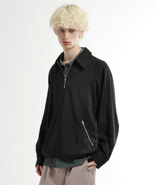 HARE（ハレ）の「ジャガードキリカエハーフジッププルオーバー(HARE)（シャツ/ブラウス・メンズ・ブラック/グレー系その他・FREE）」の2枚目の写真