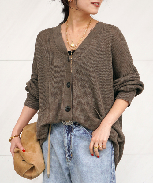 AP STUDIO（エーピーストゥディオ）の「ダメージカーディガン（カーディガン/ボレロ・レディース・アイボリー/ウッド・FREE）」の2枚目の写真