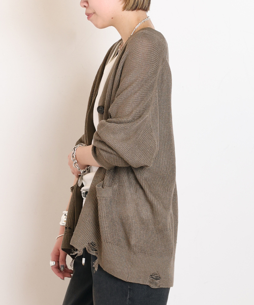 AP STUDIO（エーピーストゥディオ）の「ダメージカーディガン（カーディガン/ボレロ・レディース・アイボリー/ウッド・FREE）」の5枚目の写真