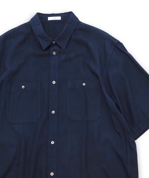 ATON（エイトン）の「【ATON】 COTTON SILK VIERA LOOSE FIT HALF SLEEVE SHIRT（シャツ/ブラウス・メンズ・ネイビー・6）」の2枚目の写真