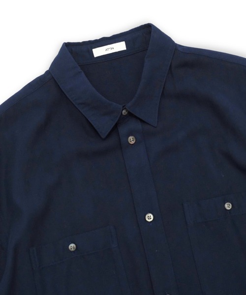 ATON（エイトン）の「【ATON】 COTTON SILK VIERA LOOSE FIT HALF SLEEVE SHIRT（シャツ/ブラウス・メンズ・ネイビー・6）」の3枚目の写真