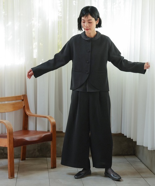 喪服・礼服】洗える防しわワイドパンツスーツ3点セット（ジャケット＋