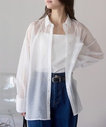 PREFERIR | シアーオーバーシャツ / シアーブラウス（長袖・羽織り・レイヤード・シースルー）(シャツ/ブラウス)