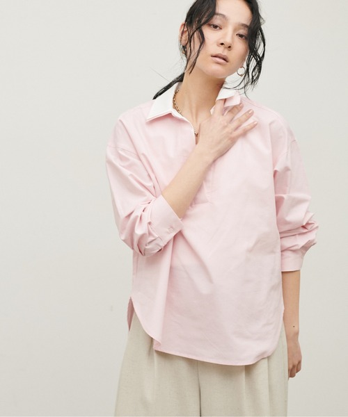 LARUTA（ラルータ）の「【LARUTA】[Web限定]2枚衿オックススキッパーシャツ（シャツ/ブラウス・レディース・ピンク/ストライプ/サックスブルー・MEDIUM）」の3枚目の写真