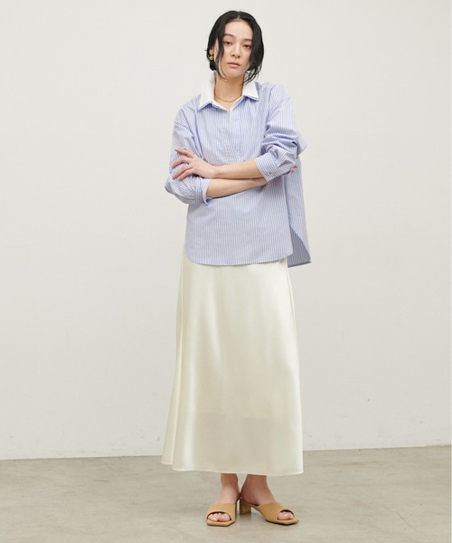 LARUTA（ラルータ）の「【LARUTA】[Web限定]2枚衿オックススキッパーシャツ（シャツ/ブラウス・レディース・ピンク/ストライプ/サックスブルー・MEDIUM）」の18枚目の写真