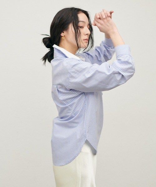 LARUTA（ラルータ）の「【LARUTA】[Web限定]2枚衿オックススキッパーシャツ（シャツ/ブラウス・レディース・ピンク/ストライプ/サックスブルー・MEDIUM）」の17枚目の写真