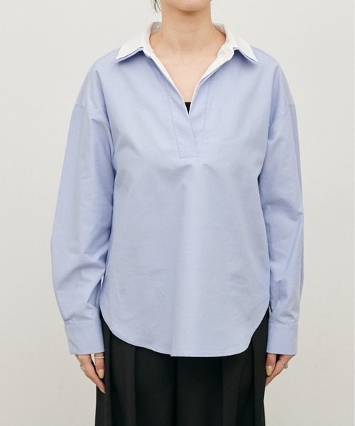 LARUTA（ラルータ）の「【LARUTA】[Web限定]2枚衿オックススキッパーシャツ（シャツ/ブラウス・レディース・ピンク/ストライプ/サックスブルー・MEDIUM）」の20枚目の写真