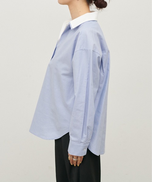 LARUTA（ラルータ）の「【LARUTA】[Web限定]2枚衿オックススキッパーシャツ（シャツ/ブラウス・レディース・ピンク/ストライプ/サックスブルー・MEDIUM）」の21枚目の写真