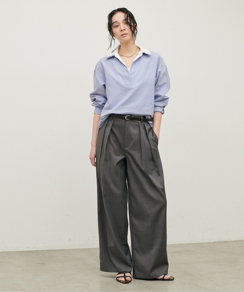 LARUTA（ラルータ）の「【LARUTA】[Web限定]2枚衿オックススキッパーシャツ（シャツ/ブラウス・レディース・ピンク/ストライプ/サックスブルー・MEDIUM）」の8枚目の写真