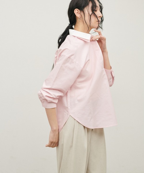 LARUTA（ラルータ）の「【LARUTA】[Web限定]2枚衿オックススキッパーシャツ（シャツ/ブラウス・レディース・ピンク/ストライプ/サックスブルー・MEDIUM）」の9枚目の写真
