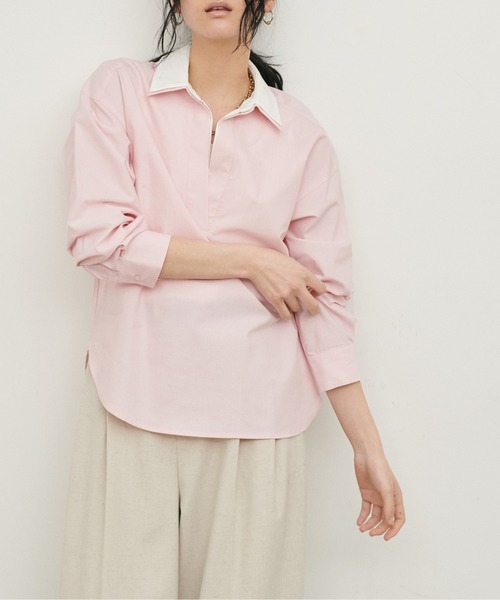 LARUTA（ラルータ）の「【LARUTA】[Web限定]2枚衿オックススキッパーシャツ（シャツ/ブラウス・レディース・ピンク/ストライプ/サックスブルー・MEDIUM）」の10枚目の写真