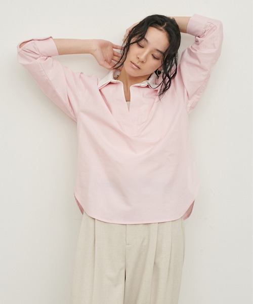 LARUTA（ラルータ）の「【LARUTA】[Web限定]2枚衿オックススキッパーシャツ（シャツ/ブラウス・レディース・ピンク/ストライプ/サックスブルー・MEDIUM）」の11枚目の写真