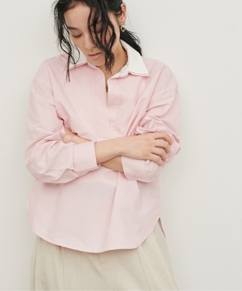 LARUTA（ラルータ）の「【LARUTA】[Web限定]2枚衿オックススキッパーシャツ（シャツ/ブラウス・レディース・ピンク/ストライプ/サックスブルー・MEDIUM）」の12枚目の写真