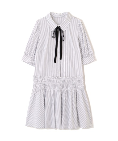 JILL by JILL STUART（ジルバイジルスチュアート）の「シャーリングミニシャツワンピース（ワンピース・レディース・ブルー/ホワイト系その他・FREE）」の9枚目の写真