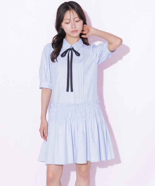 JILL by JILL STUART（ジルバイジルスチュアート）の「シャーリングミニシャツワンピース（ワンピース・レディース・ブルー/ホワイト系その他・FREE）」の20枚目の写真
