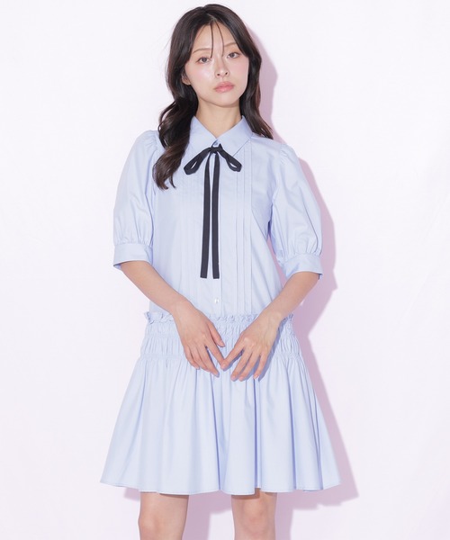 JILL by JILL STUART（ジルバイジルスチュアート）の「シャーリングミニシャツワンピース（ワンピース・レディース・ブルー/ホワイト系その他・FREE）」の18枚目の写真