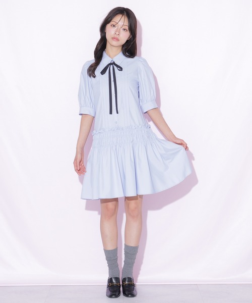 JILL by JILL STUART（ジルバイジルスチュアート）の「シャーリングミニシャツワンピース（ワンピース・レディース・ブルー/ホワイト系その他・FREE）」の21枚目の写真