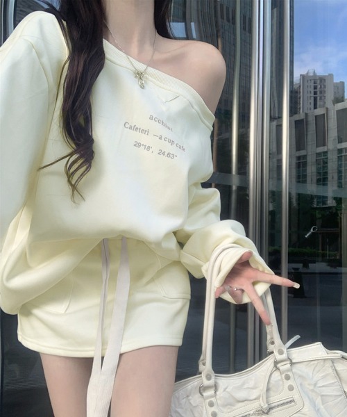 Miniministore(ミニミニストア)の「英字ロゴスウェットセットアップ大人可愛い(セットアップ・レディース・チャコールグレー/クリーム・FREE)」の21枚目の写真