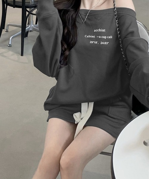 Miniministore(ミニミニストア)の「英字ロゴスウェットセットアップ大人可愛い(セットアップ・レディース・チャコールグレー/クリーム・FREE)」の16枚目の写真