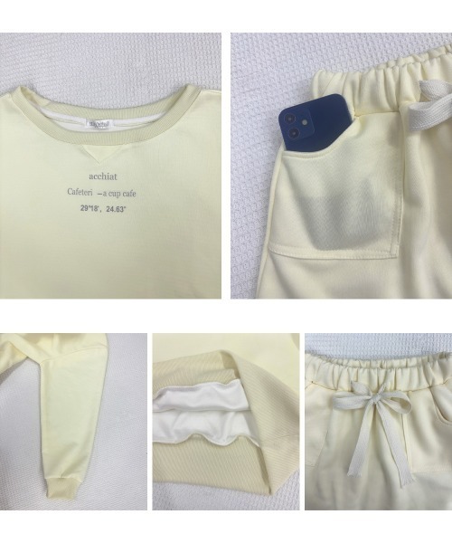 Miniministore(ミニミニストア)の「英字ロゴスウェットセットアップ大人可愛い(セットアップ・レディース・チャコールグレー/クリーム・FREE)」の3枚目の写真