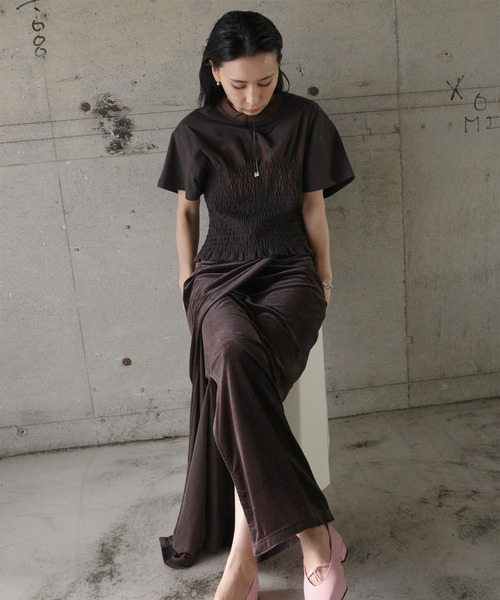 MEDI SHIRRING CONCEPT TEE（Tシャツ/カットソー）｜Ameri（アメリ）の