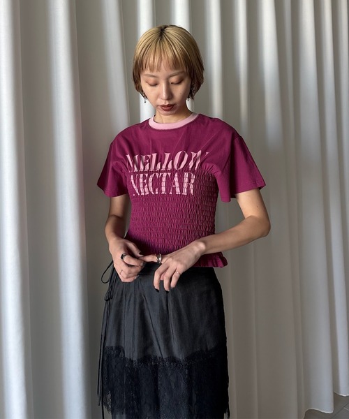 MEDI SHIRRING CONCEPT TEE（Tシャツ/カットソー）｜Ameri（アメリ）の