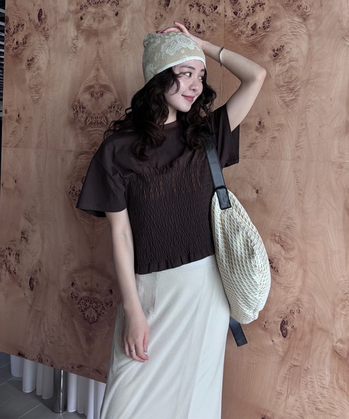 MEDI SHIRRING CONCEPT TEE（Tシャツ/カットソー）｜Ameri（アメリ）の
